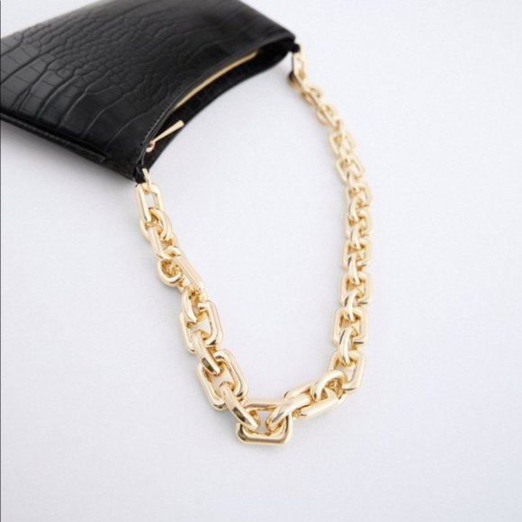 Zara Bags Zara Chain Strap Animal Embossed Shoulder Bag Brown